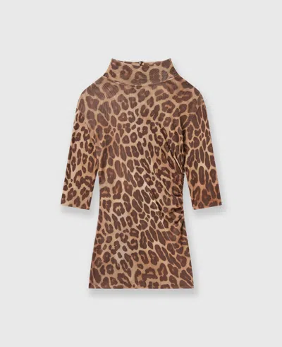 Stella Mccartney Leopard High-neck Top In Leopard Print