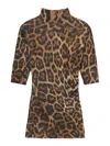 Stella Mccartney Leopard-print High Neck Top In Multicolor