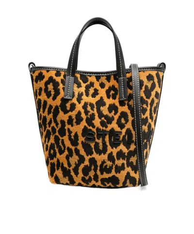 STELLA MCCARTNEY LEOPARD-JACQUARD BUCKET BAG
