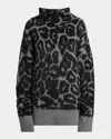 Stella Mccartney Leopard Jacquard Oversized Wool Turtleneck In Black