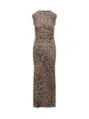 Stella Mccartney Ruched Leopard-print Jersey Midi Dress In Brown