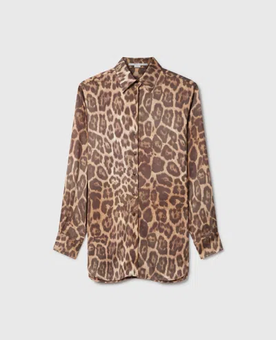 Stella Mccartney Leopard Oversized Shirt In Brown