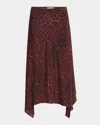 Stella Mccartney Leopard Print Asymmetric Silk Skirt In Red