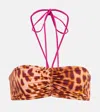 Stella Mccartney Leopard-print Bandeau Bikini Top In Pink