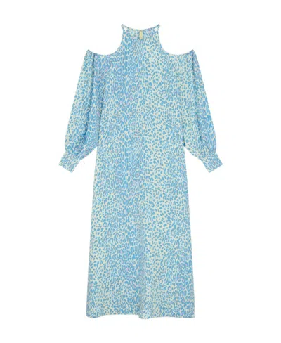 Stella Mccartney Leopard-print Belted Dress In Blue