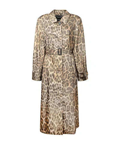 Stella Mccartney Oversized Leopard Trench In Multicolor