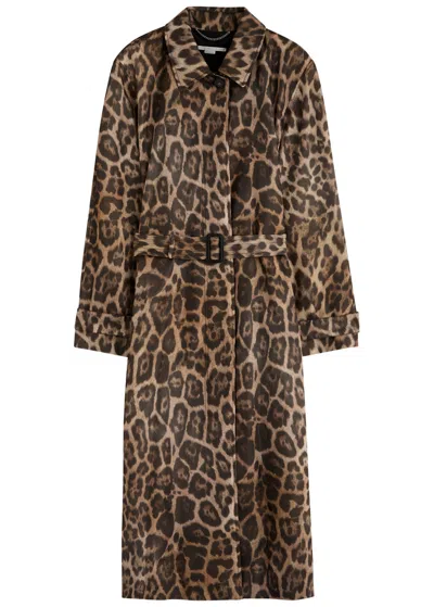 Stella Mccartney Leopard-print Belted Woven Trench Coat In Multi Animal