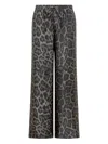 Stella Mccartney Wide Leg Animal Print Trousers With Elastic Waistband In Gray
