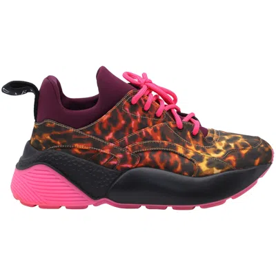 Stella Mccartney Leopard Print Eclypse Lace Up Sneakers In Animal Print Neoprene In Multi