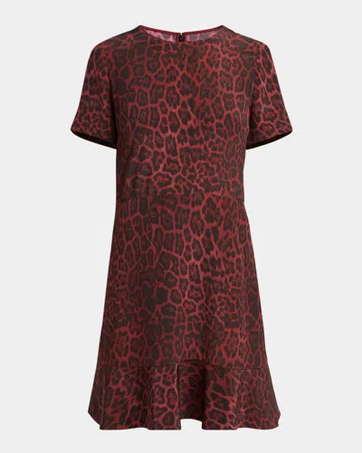 STELLA MCCARTNEY LEOPARD PRINT FLARED HEM SILK DRESS