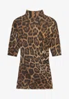 Stella Mccartney Leopard-print High Neck Top In Brown