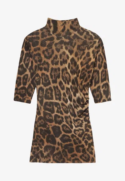 STELLA MCCARTNEY LEOPARD PRINT HIGH-NECK TOP