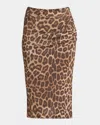 Stella Mccartney Leopard-printed Ruched Midi Skirt In Mulcr Brow
