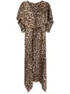 Stella Mccartney Leopard Print Short-sleeve Midi Dress In Brown