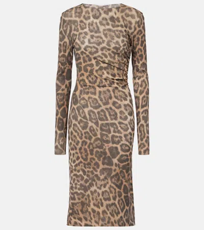 Stella Mccartney Leopard-print Midi Dress In Multi