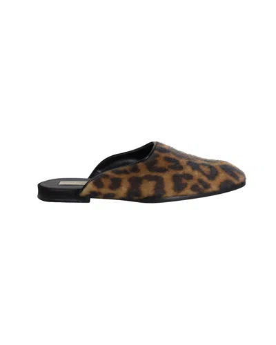 Stella Mccartney Leopard Print Mules In Brown Faux Fur In Multi