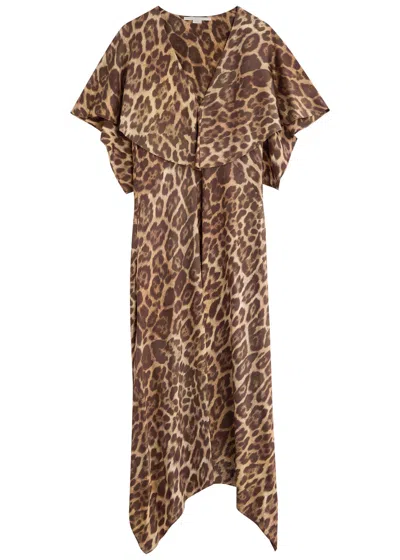 Stella Mccartney Leopard-print Satin Midi Dress In Multi Animal
