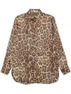 Stella Mccartney Collared Neck Leopard Print Shirt With Buttoned Cuffs
