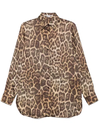 Stella Mccartney Embroidered Leopard-print Satin Shirt In Multi