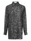 Stella Mccartney Leopard Print Shirt With Classic Collar And Embroidered Detail In Gray