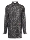 Stella Mccartney Leopard Print Shirt With Classic Collar And Embroidered Detail In Black