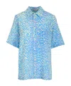 Stella Mccartney Animalier Print Silk Shirt In Blue