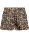 Stella Mccartney Elastic Waistband Animal Print Shorts With Side Pockets In Multi