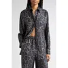Stella Mccartney Womens Ash Grey Leopard Brand-embroidery Silk Shirt In Gray