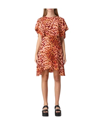 Stella Mccartney Leopard-print Silk Flounce Dress In Multi