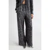 Stella Mccartney Womens Leopard-print Wide-leg Silk Pyjama Trousers Ash Grey In Black
