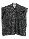 Stella Mccartney Leopard-print Silk Cap-sleeve Button-down Top In Gray