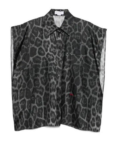 Stella Mccartney Leopard-print Sleeveless Blouse In Gray