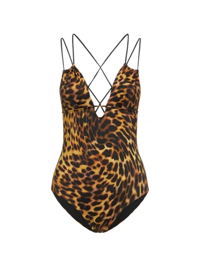 STELLA MCCARTNEY LEOPARD-PRINT STRAPPY SWIMSUIT