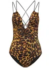 Stella Mccartney Leopard Print Swimsuit With Thin Straps In Animal Print