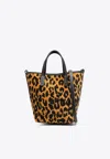Stella Mccartney Jacquard Leopard Bucket Bag In Brown