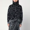Stella Mccartney Leopard Print Turtleneck Sweater In In Gray
