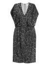 Stella Mccartney Leopard-print V-neck Midi Dress In Gray