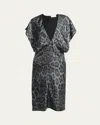 Stella Mccartney Leopard-print V-neck Midi Dress In Black