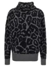 Stella Mccartney Leopard Print Turtleneck Wool Sweater In Gray