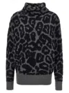 Stella Mccartney Leopard Print Turtleneck Wool Sweater In Gray
