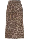 Stella Mccartney Leopard-printed Ruched Midi Skirt In Multicolour