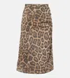Stella Mccartney Leopard-printed Ruched Midi Skirt In Multicoloured