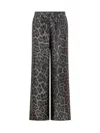 Stella Mccartney Wide Leg Animal Print Trousers With Elastic Waistband In Gray