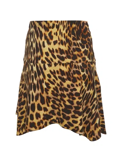 Pre-owned Stella Mccartney Leopard-print Mini Skirt In Brown