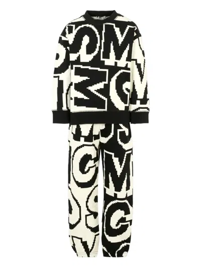 Stella Mccartney Kids' Letter-print Cotton Tracksuit Set In Black
