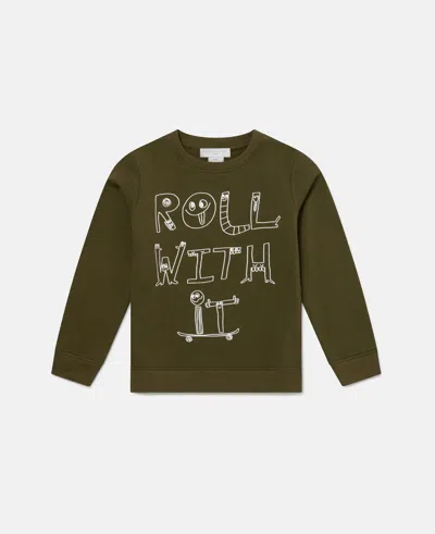 Stella Mccartney Lettering Graphic Long Sleeve T-shirt In Green