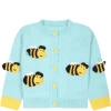 STELLA MCCARTNEY LIGHT BLUE CARDIGAN FOR BABY GIRL WITH BEES