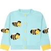 Stella Mccartney Light Blue Cardigan For Baby Girl With Bees In Celeste