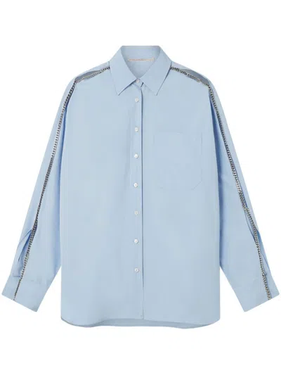 Stella Mccartney Light Blue Cotton Shirt With Chain Detail