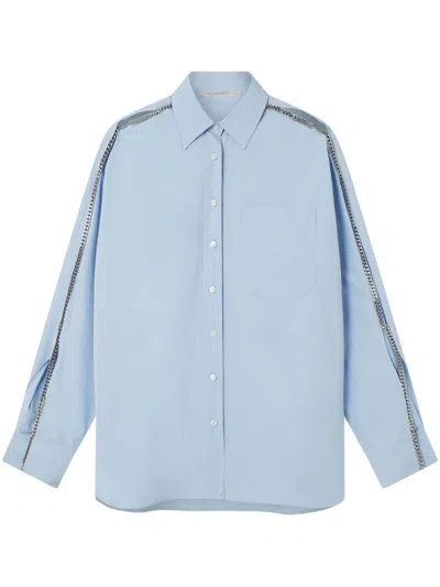 STELLA MCCARTNEY STELLA MCCARTNEY LIGHT BLUE COTTON SHIRT WITH CHAIN DETAIL